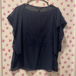 Banana Republic Sheer Embroidered Top Size M